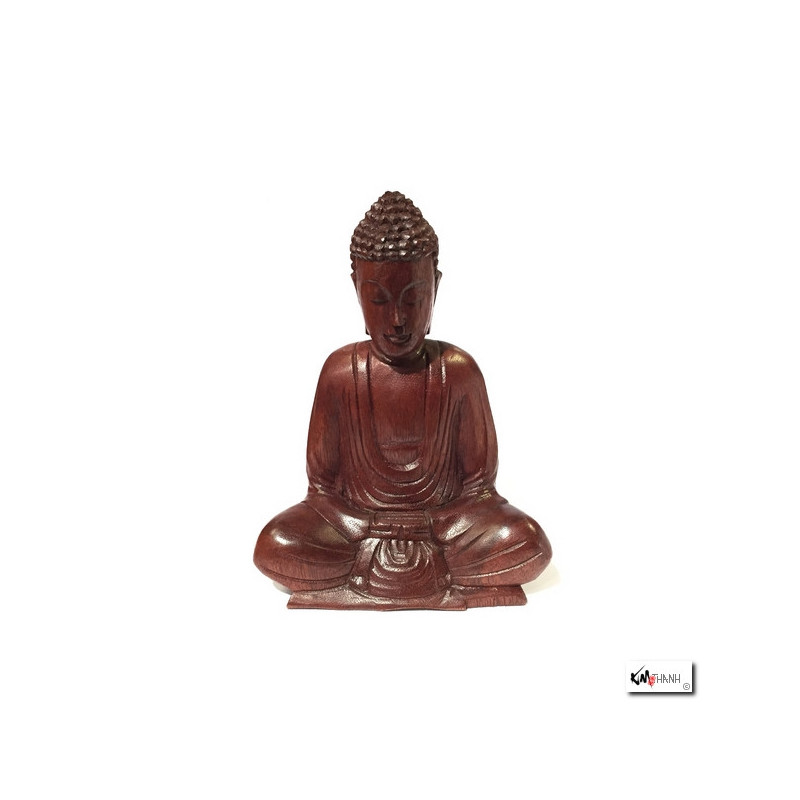 Bouddha assis en bois de suar (h21cm)