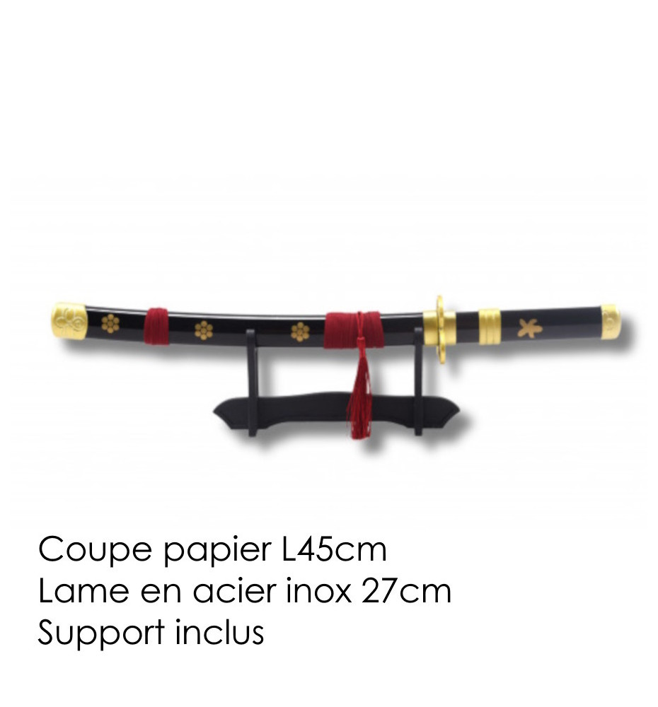 Mini Katana ouvre-lettre lame acier inox 27cm One Piece • ZORO • ENMA NOiR