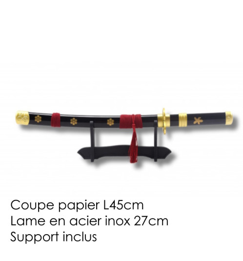 Mini Katana ouvre-lettre lame acier inox 27cm One Piece • ZORO • ENMA NOiR