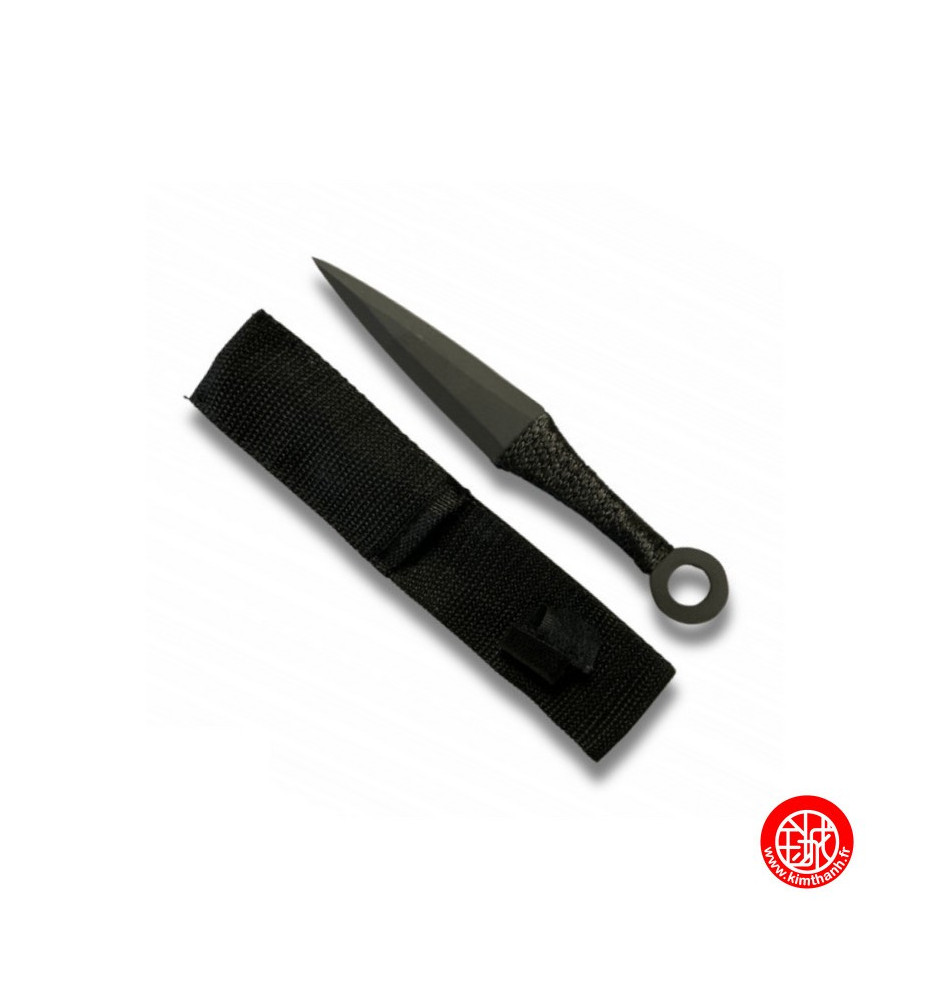 Kunai noirs en acier inox  avec étui en cordura noir 16.5cm