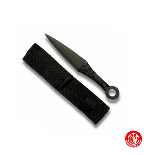 Kunai noirs en acier inox  avec étui en cordura noir 16.5cm
