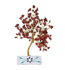Arbre de Fortune 財富樹 160 pierres JASPE ROUGE sur socle en pierre (h25cm)