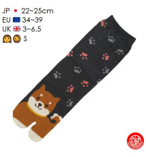 Tabi Socks (S) Chaussettes à orteil japonaises ShibA ShiMON Gris foncé (extensible t34 à t39)