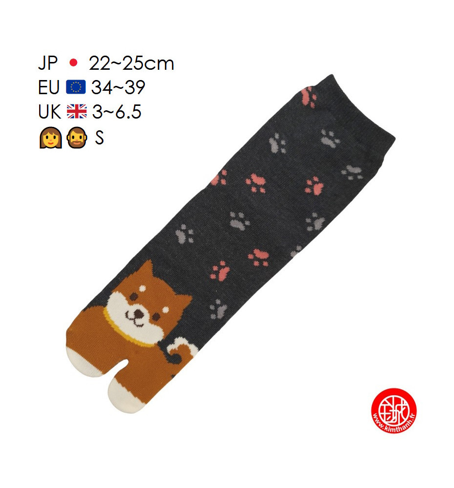 Tabi Socks (S) Chaussettes à orteil japonaises ShibA ShiMON Gris foncé (extensible t34 à t39)