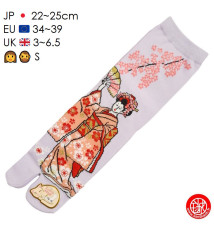 Tabi Socks (S) Chaussettes à orteil japonaises GEiShA EVENTAiL lavandes (Taille extensible de 34 à 39)