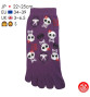 Socquettes à 5 doigts japonaises S CRâNES KAWAii violettes (extensible t34 à t39) h22cm