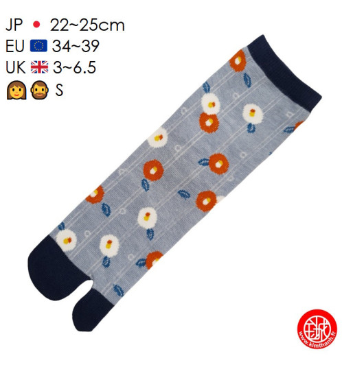 Tabi Socks (S) Chaussettes à orteil japonaises CAMéLiAS Bleues (extensible t34 à t39)