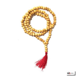 Collier m?l? en bois clair 108 perles de 12mm