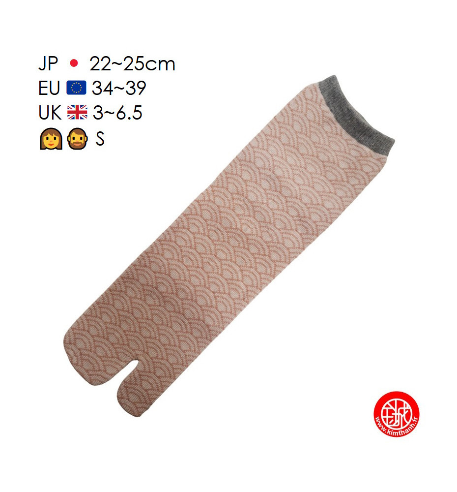 Tabi Socks (S) Chaussettes à orteil japonaises SEiGAihA Roses (extensible t34 à t39)