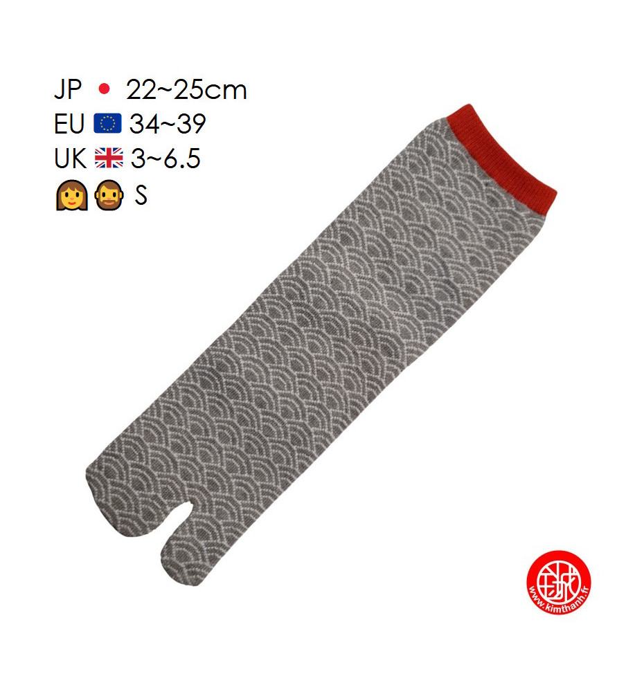 Tabi Socks (S) Chaussettes à orteil japonaises SEiGAihA Grises (extensible t34 à t39)