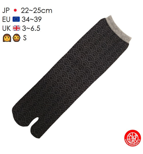 Tabi Socks (S) Chaussettes à orteil japonaises SEiGAihA Noires (extensible t34 à t39)