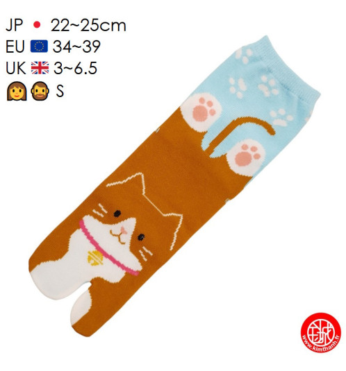 Tabi Socks (S) Chaussettes à orteil japonaises MANEKi SMiLE Bleu Clair (Taille extensible de 34 à 39)