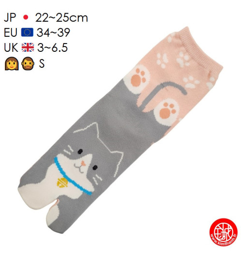 Tabi Socks (S) Chaussettes à orteil japonaises MANEKi SMiLE Roses (Taille extensible de 34 à 39)