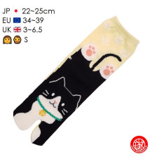 Tabi Socks (S) Chaussettes à orteil japonaises MANEKi SMiLE Jaunes (Taille extensible de 34 à 39)