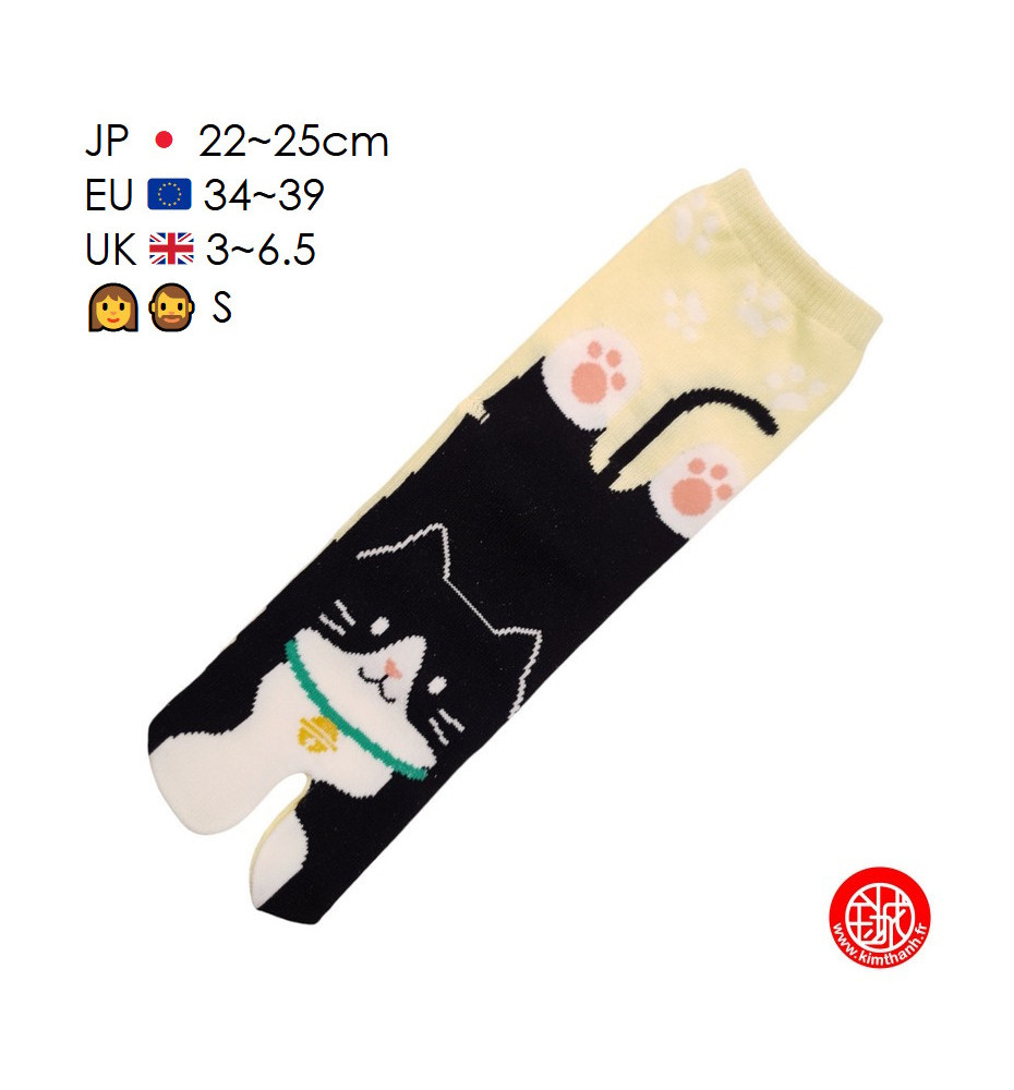 Tabi Socks (S) Chaussettes à orteil japonaises MANEKi SMiLE Jaunes (Taille extensible de 34 à 39)
