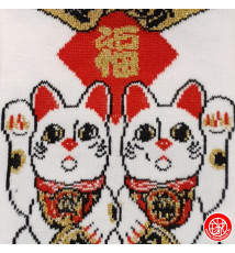 Tabi Socks (M) Socquettes à orteil japonaises DOUBLE MANEKi NEKO blanches (extensible t39 à t44)