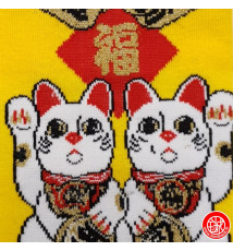 Tabi Socks (M) Socquettes à orteil japonaises DOUBLE MANEKi NEKO jaunes (extensible t39 à t44)