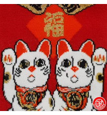 Tabi Socks (M) Socquettes à orteil japonaises DOUBLE MANEKi NEKO rouges (extensible t39 à t44)