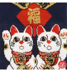 Tabi Socks (M) Socquettes à orteil japonaises DOUBLE MANEKi NEKO bleu nuit (extensible t39 à t44)