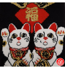 Tabi Socks (M) Socquettes à orteil japonaises DOUBLE MANEKi NEKO noires (extensible t39 à t44)