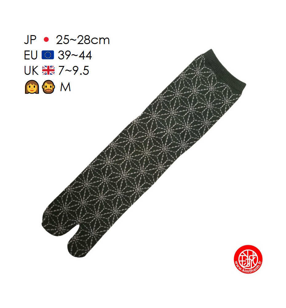 Tabi Socks (M) Chaussettes à orteil japonaises ASANOhA Vertes (extensible t39 à t44)