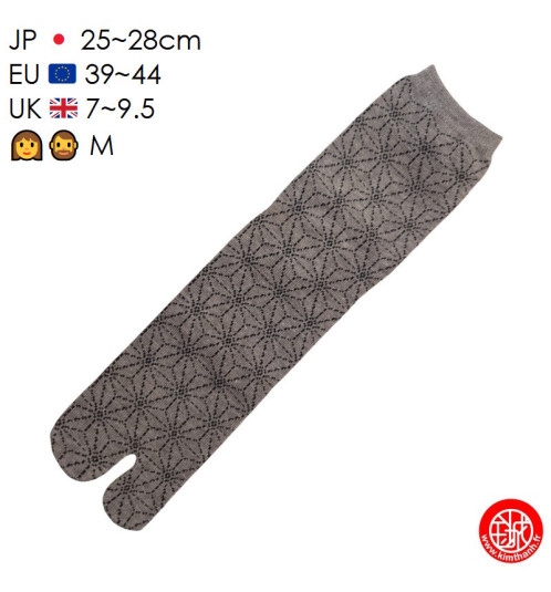 Tabi Socks (M) Chaussettes à orteil japonaises ASANOhA Grises (extensible t39 à t44)