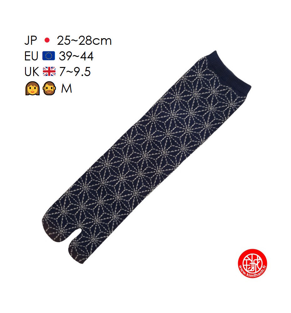 Tabi Socks (M) Chaussettes à orteil japonaises ASANOhA Bleues (extensible t39 à t44)