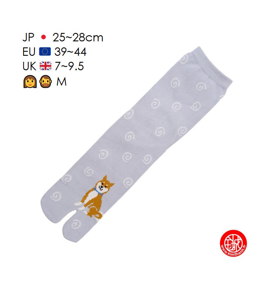 Tabi Socks (M) Chaussettes à orteil japonaises ShiBA et UZUMAKi Bleu clair (extensible t39 à t44)