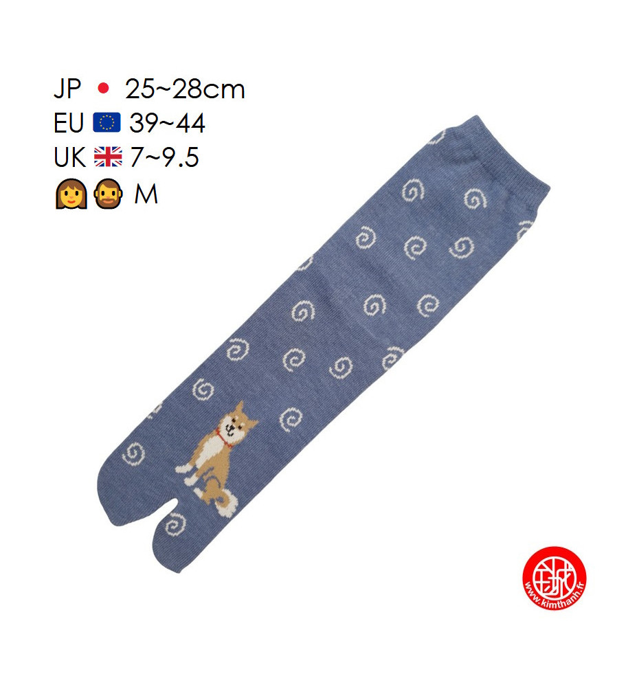 Tabi Socks (M) Chaussettes à orteil japonaises ShiBA et UZUMAKi Bleues (extensible t39 à t44)