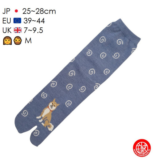 Tabi Socks (M) Chaussettes à orteil japonaises ShiBA et UZUMAKi Bleues (extensible t39 à t44)