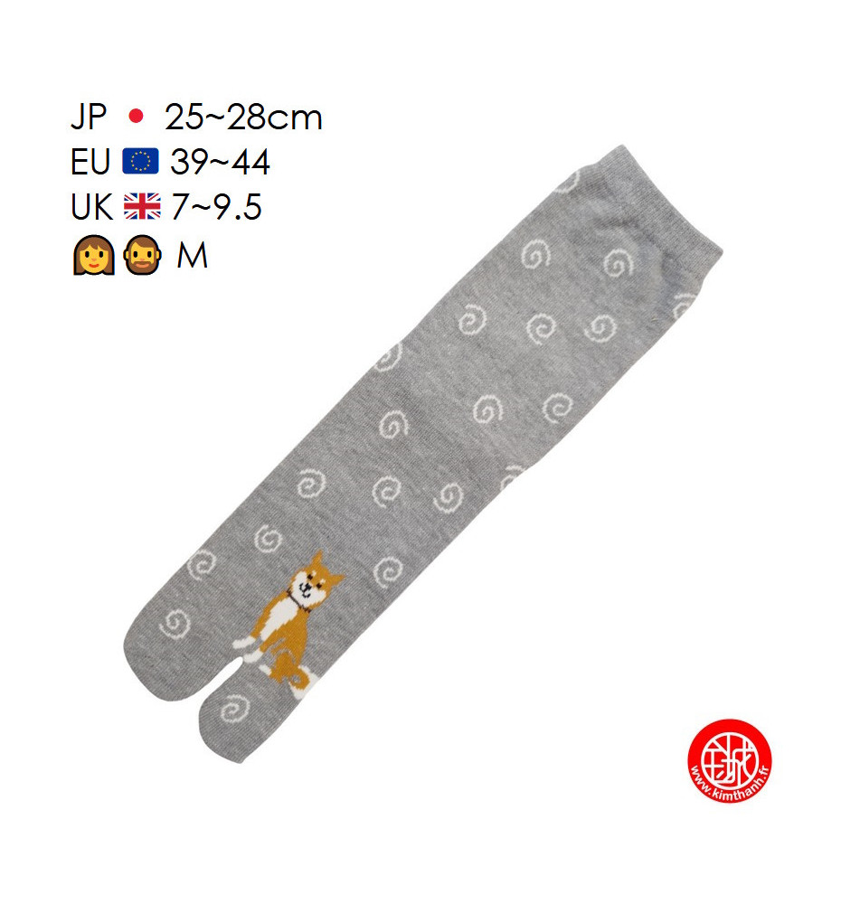 Tabi Socks (M) Chaussettes à orteil japonaises ShiBA et UZUMAKi Grises (extensible t39 à t44)