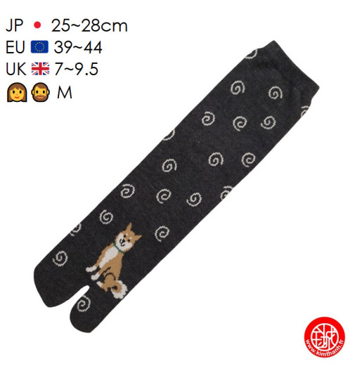 Tabi Socks (M) Chaussettes à orteil japonaises ShiBA et UZUMAKi Gris Foncé (extensible t39 à t44)