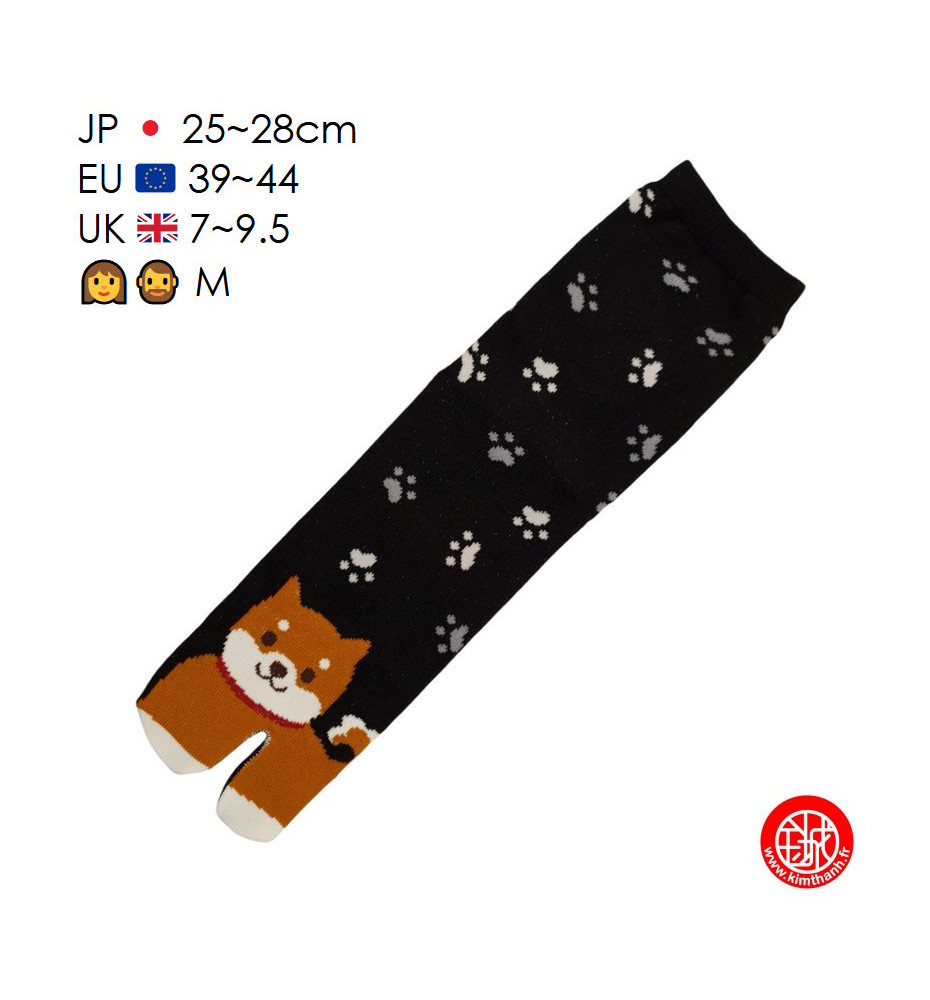 Tabi Socks (M) Chaussettes à orteil japonaises ShibA ShiMON Noires (extensible t39 à t44)