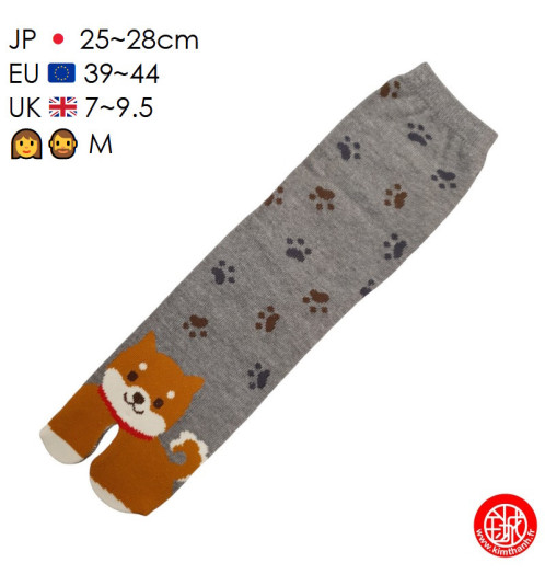 Tabi Socks (M) Chaussettes à orteil japonaises ShibA ShiMON Grises (extensible t39 à t44)