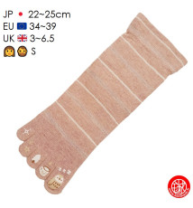 Chaussettes à 5 doigts japonaises (S) ChOUETTE ENdORMiE Rose Saumon (extensible t34 à 39)
