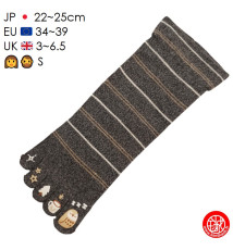 Chaussettes à 5 doigts japonaises (S) ChOUETTE ENdORMiE Noires (extensible t34 à 39)