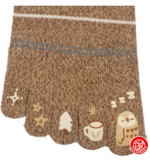 Chaussettes à 5 doigts japonaises (S) ChOUETTE ENdORMiE Marron (extensible t34 à 39)