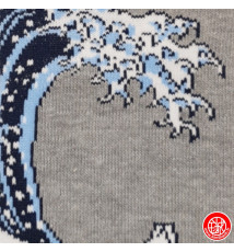 Tabi Socks (S) Chaussettes à orteil japonaises La GRANdE VAGUE de KANAGAWA par HoKUSAi Grises (extensible t34 à t39)