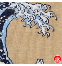 Tabi Socks (S) Chaussettes à orteil japonaises La GRANdE VAGUE de KANAGAWA par HoKUSAi Brunes (extensible t34 à t39)