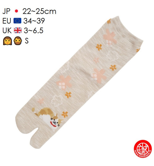 Tabi Socks (S) Chaussettes à orteil japonaises ChAT MANEKi ASSiS Brunes (extensible t34 à t39)