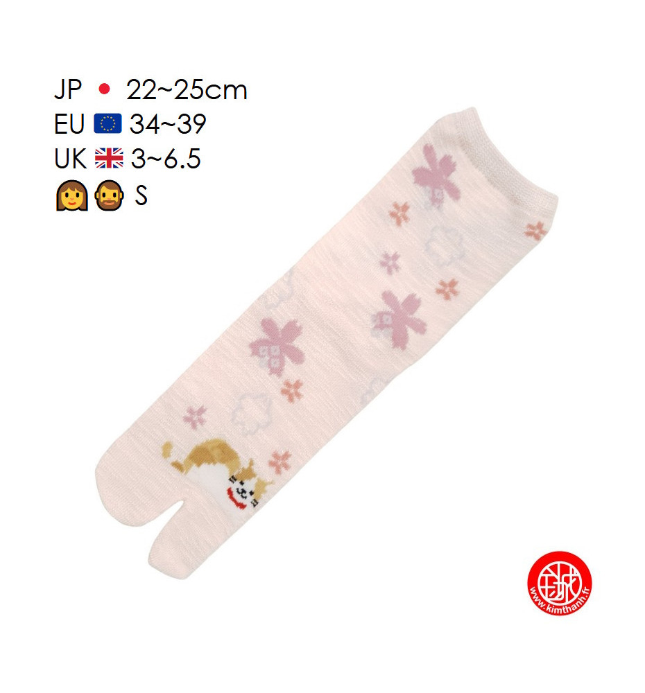 Tabi Socks (S) Chaussettes à orteil japonaises ChAT MANEKi ASSiS Roses (extensible t34 à t39)