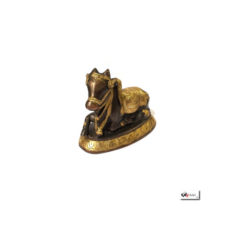 Nandi assis en laiton bronze et or (h9.5cm)