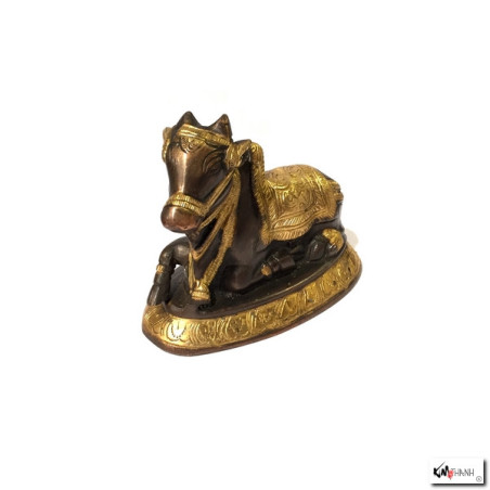 Nandi assis en laiton bronze et or (h9.5cm)