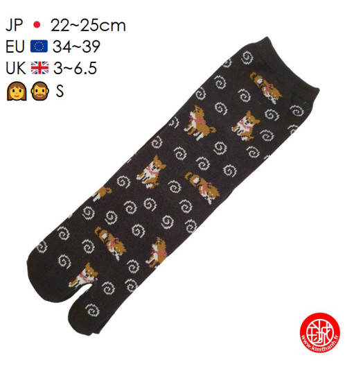 Tabi Socks (S) Chaussettes à orteil japonaises ShiBA et UZUMAKi Noires (extensible t34 à t39)