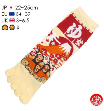 Chaussettes à 5 doigts japonaises (M) SiNGES en ONSEN au MONT FUJi Jaunes (extensible t34 à t39)