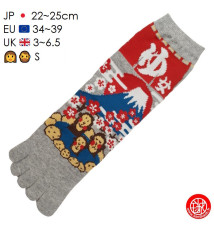 Chaussettes à 5 doigts japonaises (M) SiNGES en ONSEN au MONT FUJi Grises (extensible t34 à t39)