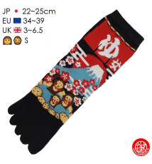 Chaussettes à 5 doigts japonaises (M) SiNGES en ONSEN au MONT FUJi Noires (extensible t34 à t39)