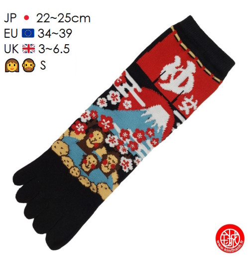 Chaussettes à 5 doigts japonaises (M) SiNGES en ONSEN au MONT FUJi Noires (extensible t34 à t39)