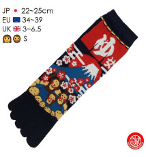 Chaussettes à 5 doigts japonaises (M) SiNGES en ONSEN au MONT FUJi Bleu nuit (extensible t39 à 44)