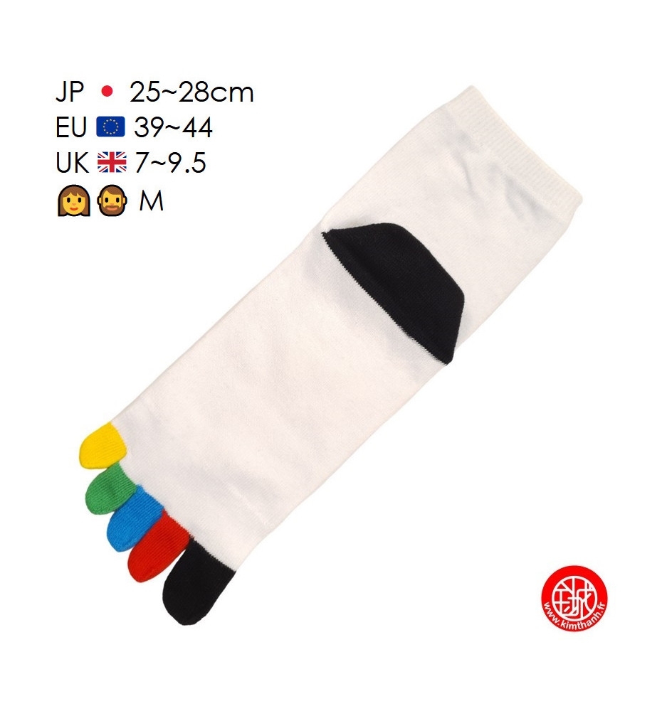 Chaussettes à 5 doigts japonaises (M) ARC en CiEL blanches (extensible t39 à 44)